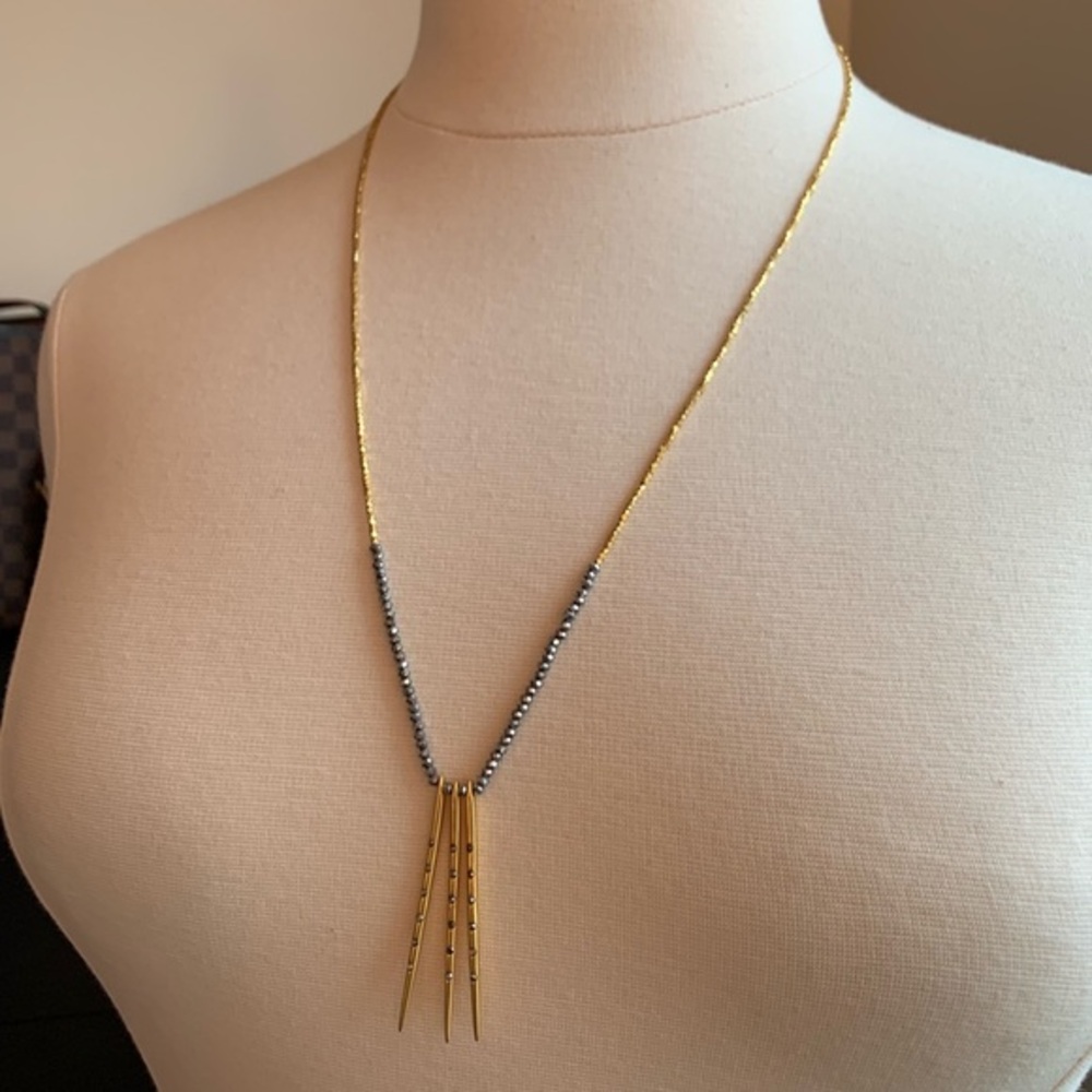 Gold and Hematite Bead Necklace